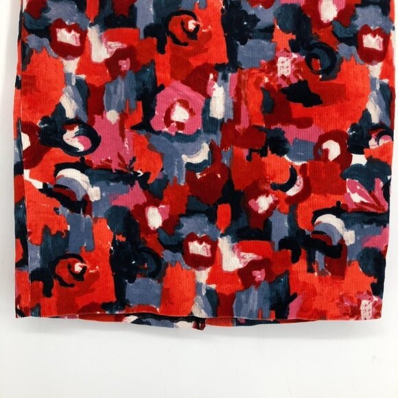 Anthropologie Vanessa Virginia Red Floral Corduroy Knee length pencil skirt Sz 8 - Picture 7 of 16